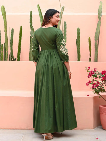 Graceful Forest Green Maxi Anarkali with Embroidery